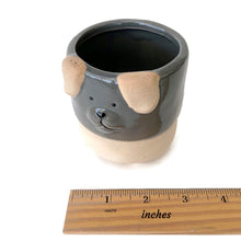 Load image into Gallery viewer, Pot with dog face. Ruler next to planter with dimensions 2.8&quot; x 2.8&quot; x 3.5&quot; (W x D x H).
