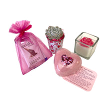 Load image into Gallery viewer, Pink Succulent Gift - Bathbomb, Chocolate, Succulent, Soy Candle