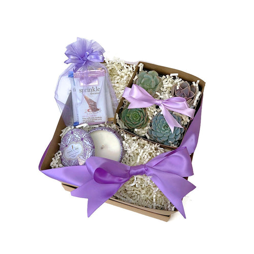 Succulent Gift Box with Chocolates and Soy Candle